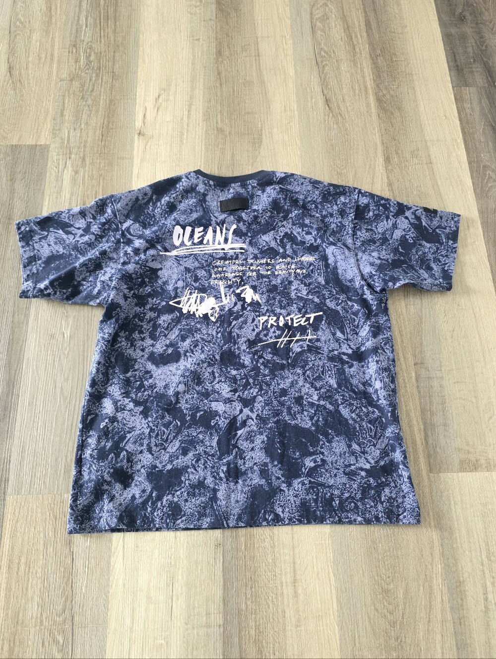Adidas Men's Navy Marble-Pattern Short Sleeve Tee Size M